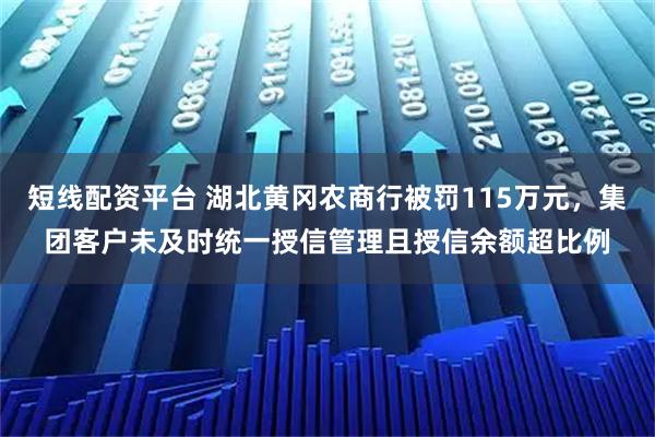 短线配资平台 湖北黄冈农商行被罚115万元，集团客户未及时统一授信管理且授信余额超比例